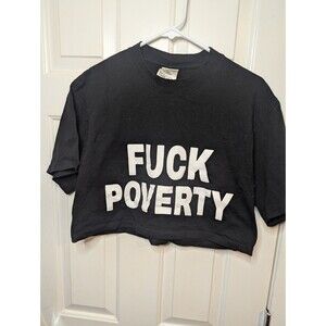 Vintage Shaka Wear Graphic Black Mens Medium T-Shirt F*ck Poverty